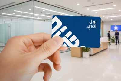 Commuter tapping a Nol card at a Dubai Metro gate with green light confirmation
